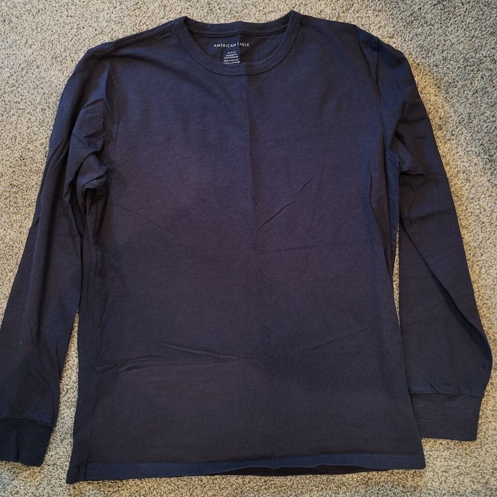 American Eagle Mens Medium Navy Long Sleeve Standard Fit Shirt